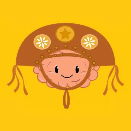 Mascote do Nordeste Nerd: um cérebro sorridente usando chapéu de couro nordestino